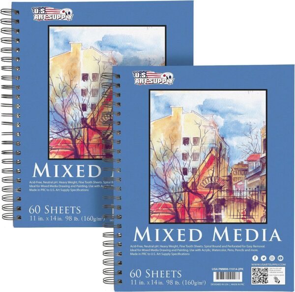 U.S. Art Supply 11" x 14" Mixed Media Paper Pad Sketchbook