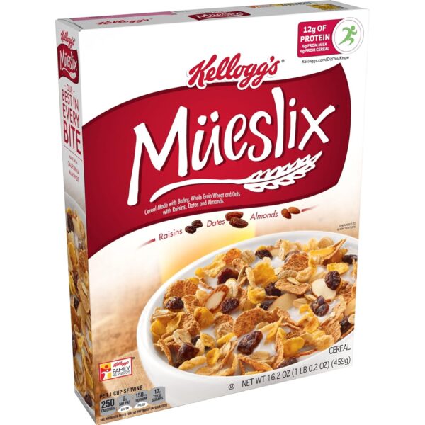 Kellogg's Mueslix Cold Breakfast Cereal, Fiber Cereal, Original (10 Boxes)