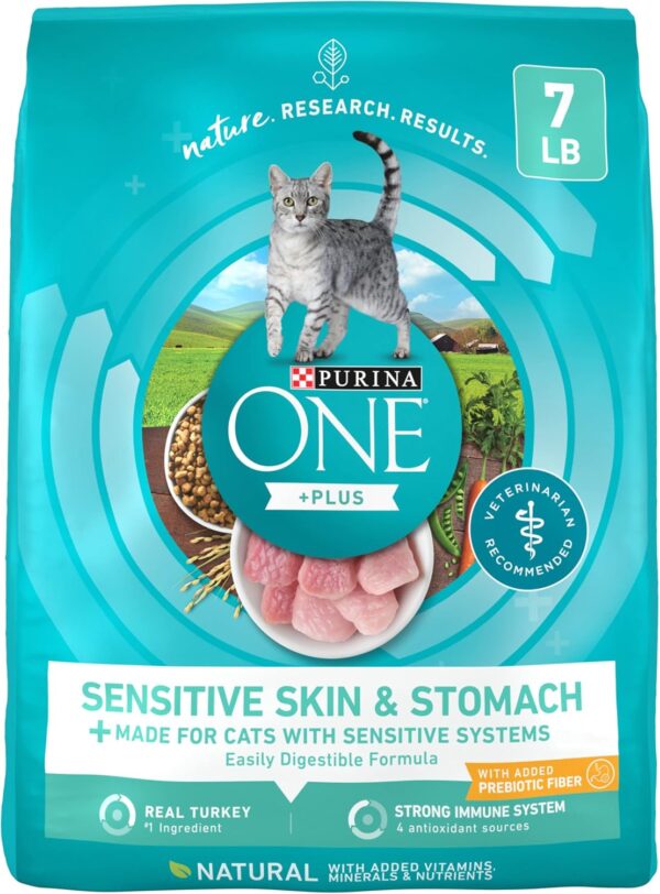 Purina ONE Sensitive Stomach, Sensitive Skin, Natural Dry Cat Food 7 lb