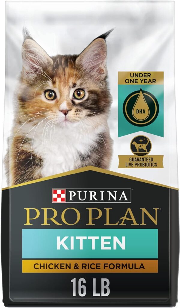 Purina Pro Plan With Probiotics, High Protein Dry Kitten Food, Chicken & Rice Formula - 16 Lb. Bag
