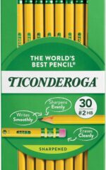 Ticonderoga Wood-Cased Pencils, Pre-Sharpened, 2 HB Soft, Yellow, 30 Count