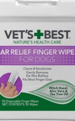 Vet's Best Ear Relief Finger Wipes Sooths & Deodorizes | 50 Disposable Wipes