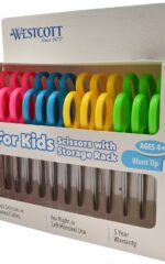 Westcott 13140 Right- and Left-Handed Scissors 5-Inch Blunt Tip, Assorted, 12 Pack