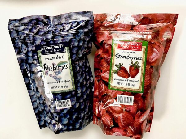 Trader Joe's Freeze Dried Blueberries and Freeze Dried Strawberries, 1 of Each (1.2 oz)
